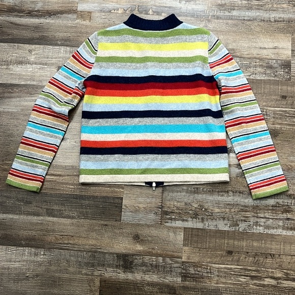 Express Jeans Lambswool Full Zip Stripe Multicolor Sweater Indie Y2K 90’s Sz L - Picture 8 of 14